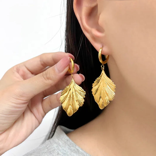 1 Pair Vacation Modern Style Classic Style Round Leaves 304 Stainless Steel 316 Stainless Steel 18K Gold Plated Drop Earrings