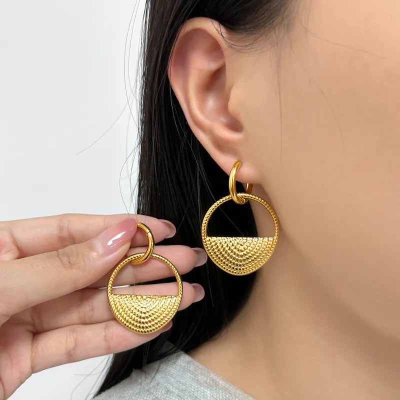 1 Pair Vacation Modern Style Classic Style Round Leaves 304 Stainless Steel 316 Stainless Steel 18K Gold Plated Drop Earrings