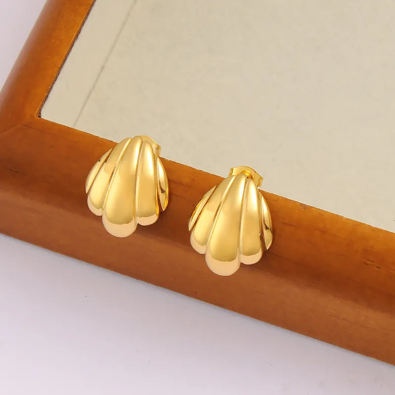 1 Pair Vacation Oversized Shell Plating 304 Stainless Steel 316 Stainless Steel 18K Gold Plated Ear Studs