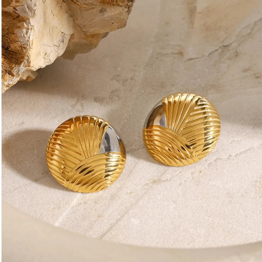 1 Pair Vacation Simple Style IG Style Round Solid Color Plating 304 Stainless Steel 18K Gold Plated Ear Studs