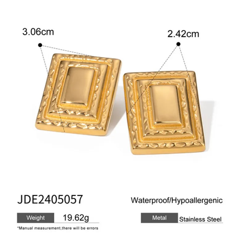 1 Pair Vacation Simple Style IG Style Square Plating 316 Stainless Steel 18K Gold Plated Ear Studs