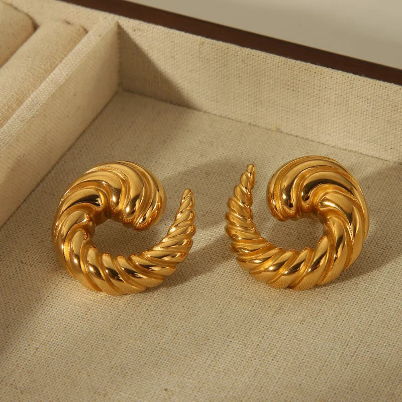 1 Pair Vintage Style Artistic Mosquito Coil Spiral Design Spiral Pattern 304 Stainless Steel 18K Gold Plated Ear Studs