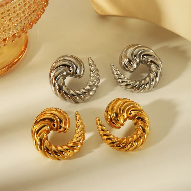 1 Pair Vintage Style Artistic Mosquito Coil Spiral Design Spiral Pattern 304 Stainless Steel 18K Gold Plated Ear Studs