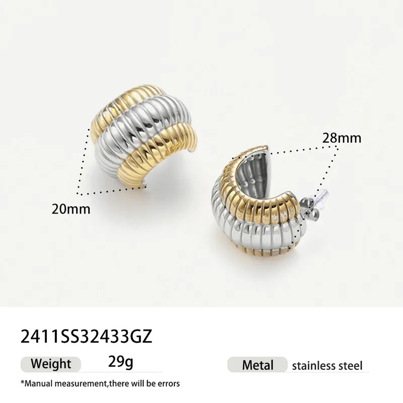 1 Pair Vintage Style Classic Style C Shape Mixed Metal Plating 304 Stainless Steel Ear Studs