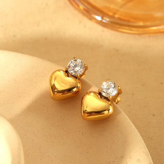 1 Pair Vintage Style Classic Style Heart Shape 304 Stainless Steel 18K Gold Plated Ear Studs