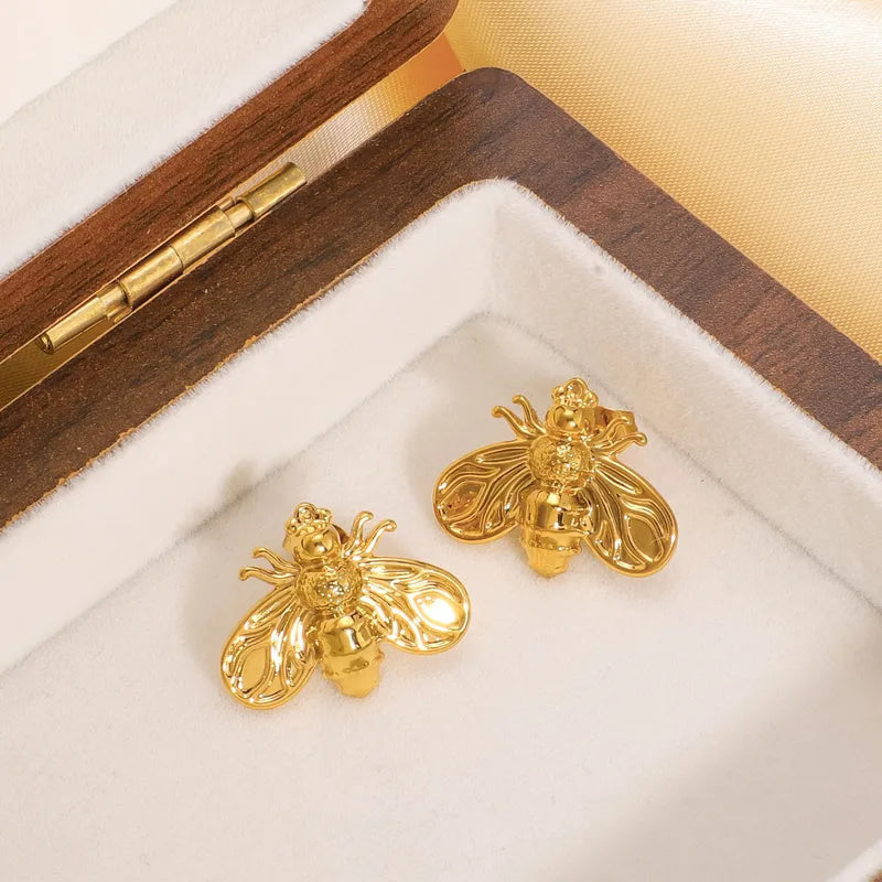 2 Pairs Vintage Style Classic Style Insect Plating 304 Stainless Steel Ear Studs