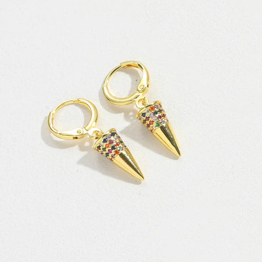 1 Pair Vintage Style Classic Style Moon Butterfly Conical Enamel Inlay Copper Zircon 14K Gold Plated Drop Earrings