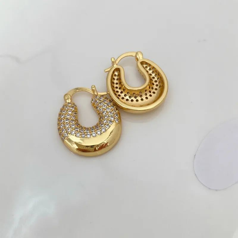 1 Pair Vintage Style Classic Style U Shape Plating Copper Zircon Earrings