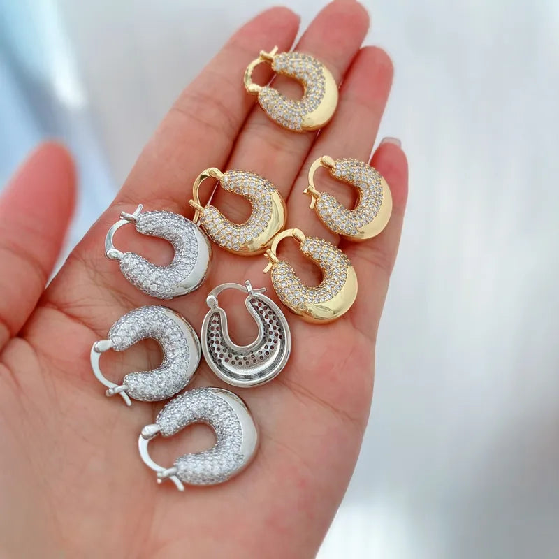 1 Pair Vintage Style Classic Style U Shape Plating Copper Zircon Earrings