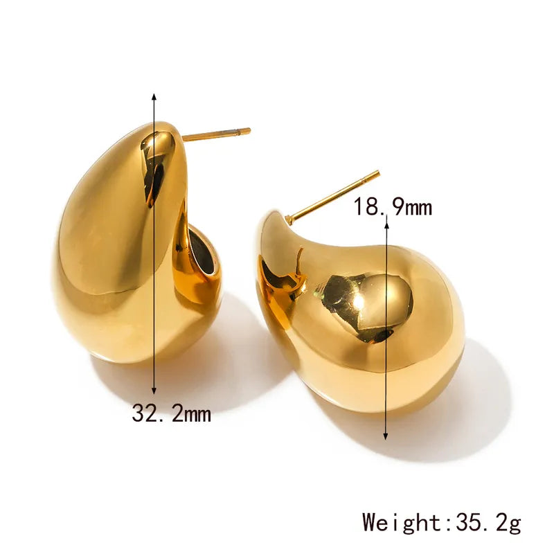 1 Pair Vintage Style Commute Water Droplets Plating 304 Stainless Steel 18K Gold Plated Ear Studs