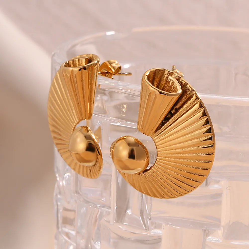 1 Pair Vintage Style Modern Style Classic Style Spiral Plating 316L Stainless Steel 18K Gold Plated Ear Studs