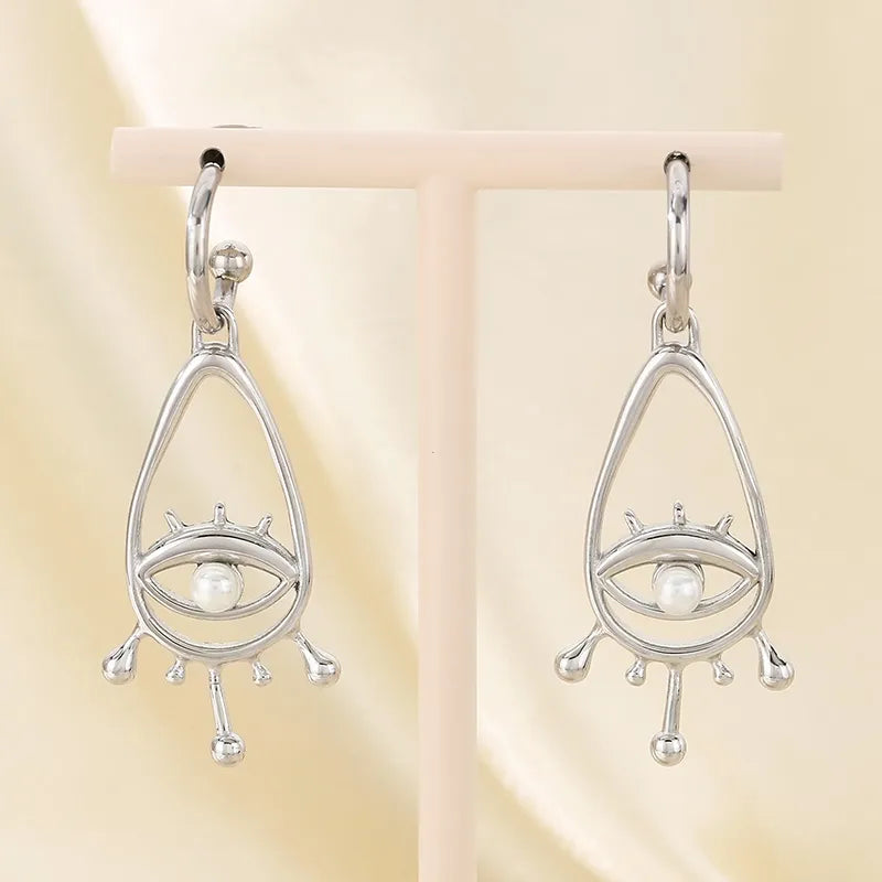 1 Pair Vintage Style Simple Style Classic Style Devil's Eye 304 Stainless Steel 18K Gold Plated Drop Earrings