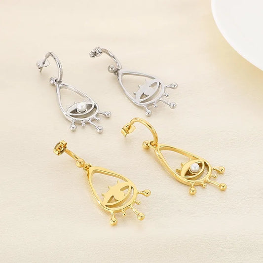 1 Pair Vintage Style Simple Style Classic Style Devil's Eye 304 Stainless Steel 18K Gold Plated Drop Earrings