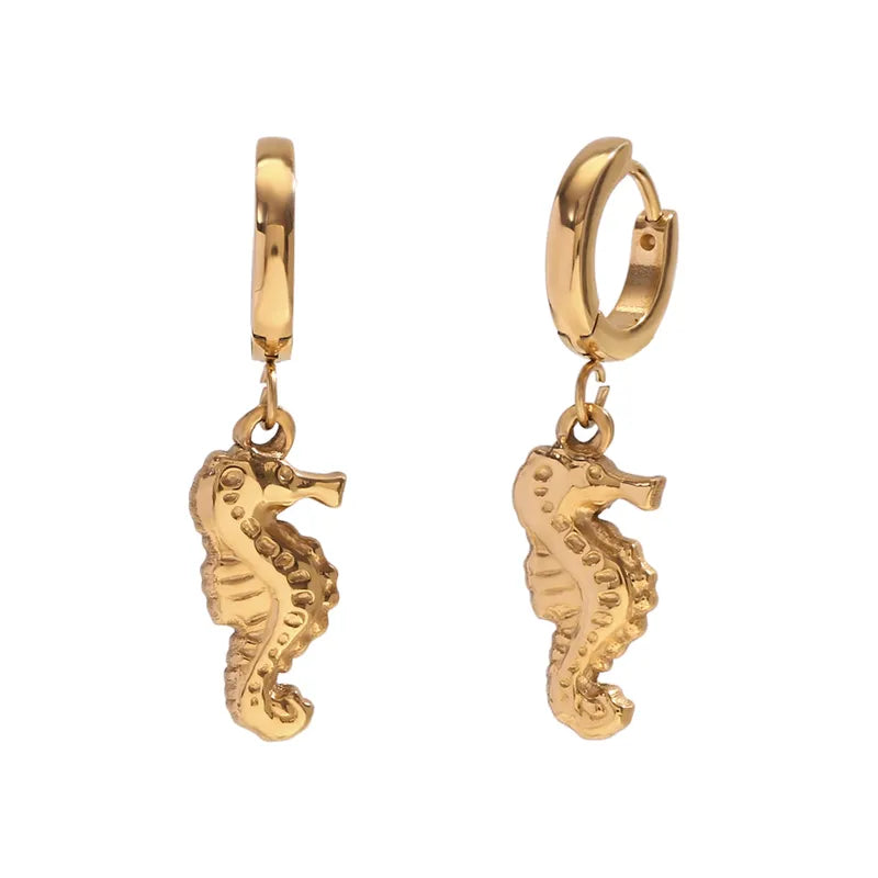 1 Pair Vintage Style Simple Style Classic Style Dolphin Shark Plating 304 Stainless Steel 18K Gold Plated Drop Earrings