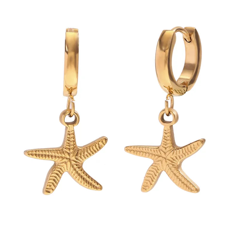 1 Pair Vintage Style Simple Style Classic Style Dolphin Shark Plating 304 Stainless Steel 18K Gold Plated Drop Earrings