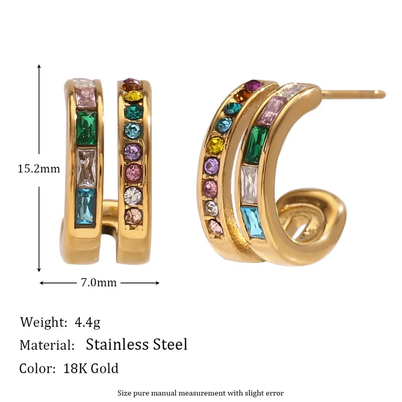 1 Pair Vintage Style Simple Style Classic Style Geometric Plating 304 Stainless Steel 18K Gold Plated Earrings