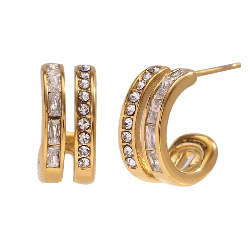 1 Pair Vintage Style Simple Style Classic Style Geometric Plating 304 Stainless Steel 18K Gold Plated Earrings