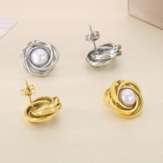 1 Pair Vintage Style Simple Style Commute Geometric 304 Stainless Steel 18K Gold Plated Ear Studs