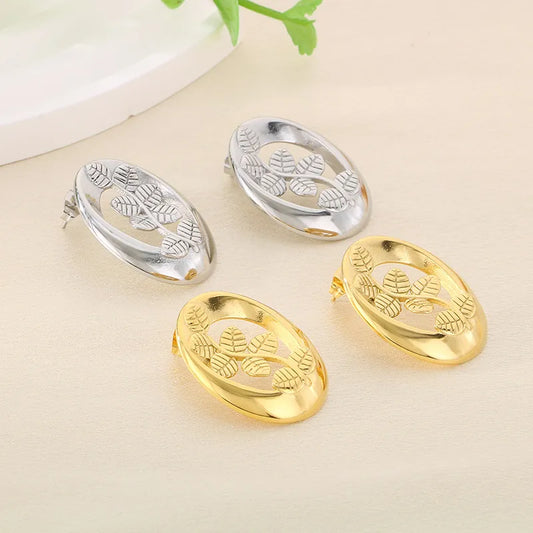 1 Pair Vintage Style Simple Style Commute Leaf 304 Stainless Steel 18K Gold Plated Ear Studs