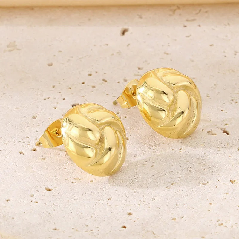 1 Pair Vintage Style Simple Style Commute Round 304 Stainless Steel 18K Gold Plated Ear Studs