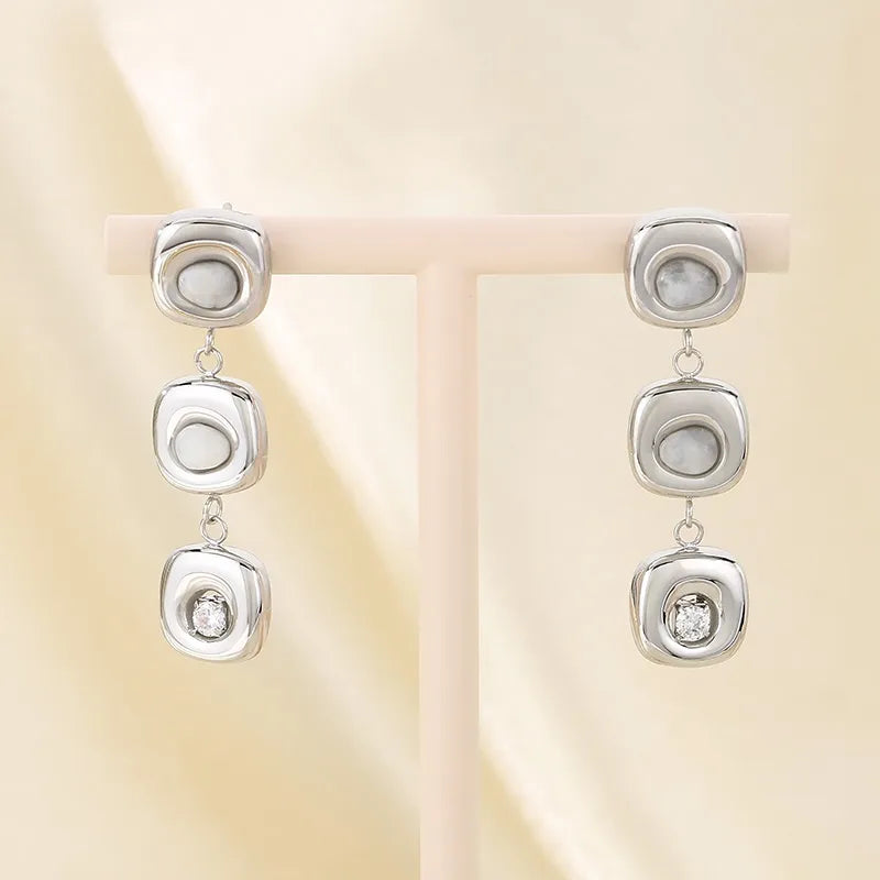 1 Pair Vintage Style Simple Style Commute Square 304 Stainless Steel 18K Gold Plated Drop Earrings