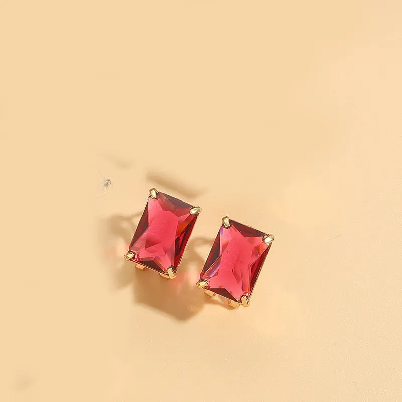 Style Simple Style Commute Square Inlay Copper Zircon 14K Gold Plated Ear Studs