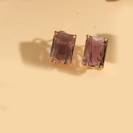 Style Simple Style Commute Square Inlay Copper Zircon 14K Gold Plated Ear Studs