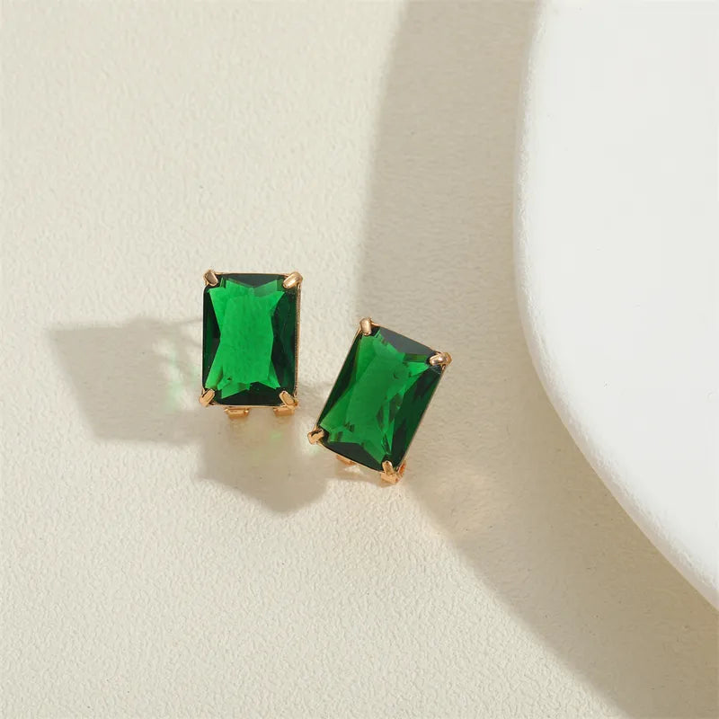 Style Simple Style Commute Square Inlay Copper Zircon 14K Gold Plated Ear Studs