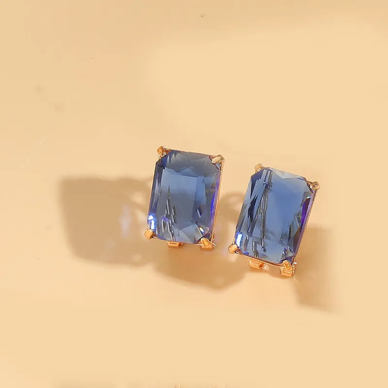 Style Simple Style Commute Square Inlay Copper Zircon 14K Gold Plated Ear Studs