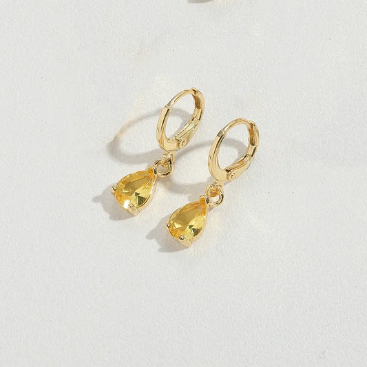 1 Pair Vintage Style Simple Style Commute Water Droplets Inlay Copper Zircon 14K Gold Plated Drop Earrings