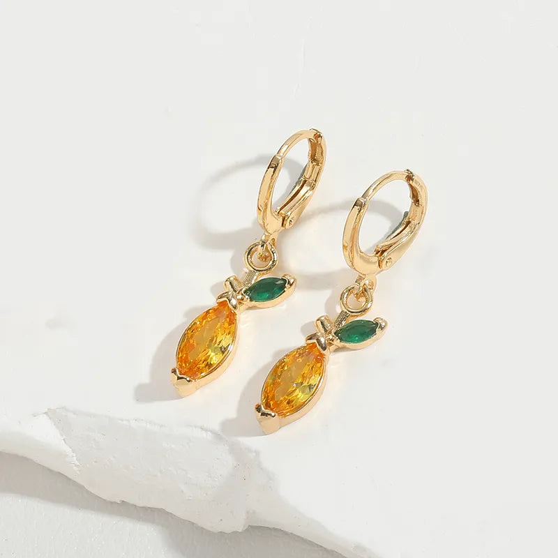 1 Pair Vintage Style Simple Style Commute Water Droplets Inlay Copper Zircon 14K Gold Plated Drop Earrings