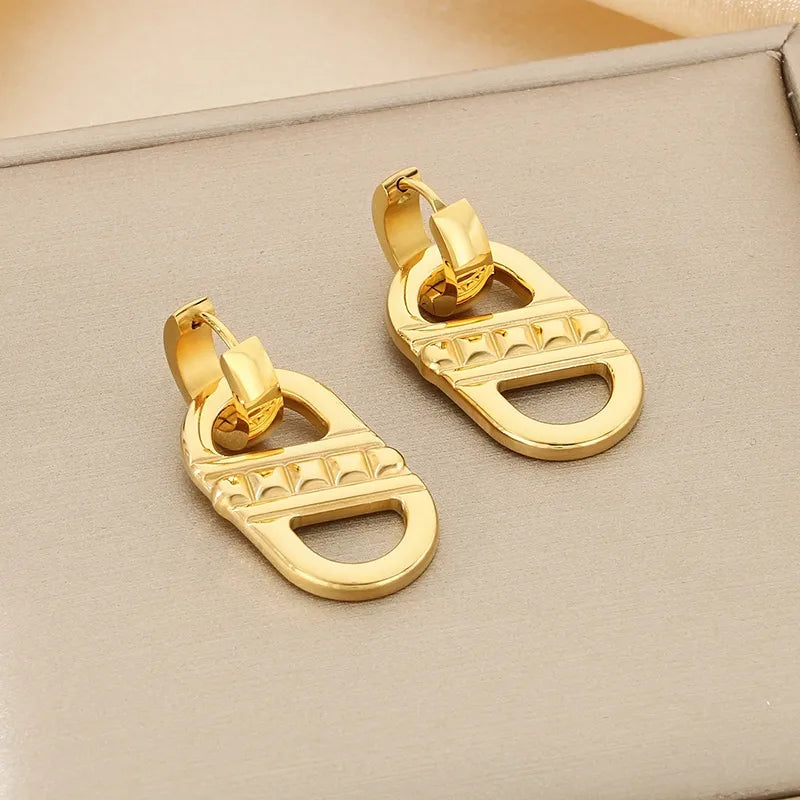 1 Pair Vintage Style Simple Style Geometric 304 Stainless Steel 18K Gold Plated Drop Earrings