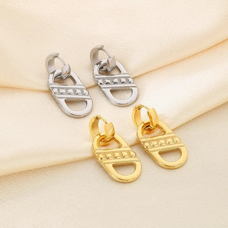 1 Pair Vintage Style Simple Style Geometric 304 Stainless Steel 18K Gold Plated Drop Earrings