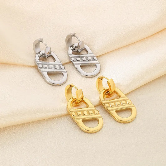 1 Pair Vintage Style Simple Style Geometric 304 Stainless Steel 18K Gold Plated Drop Earrings