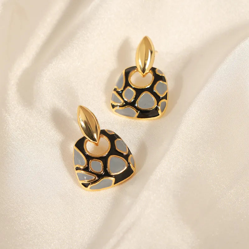 Vintage Style Simple Style Leopard Enamel Plating Copper 18k Gold Plated Drop Earrings