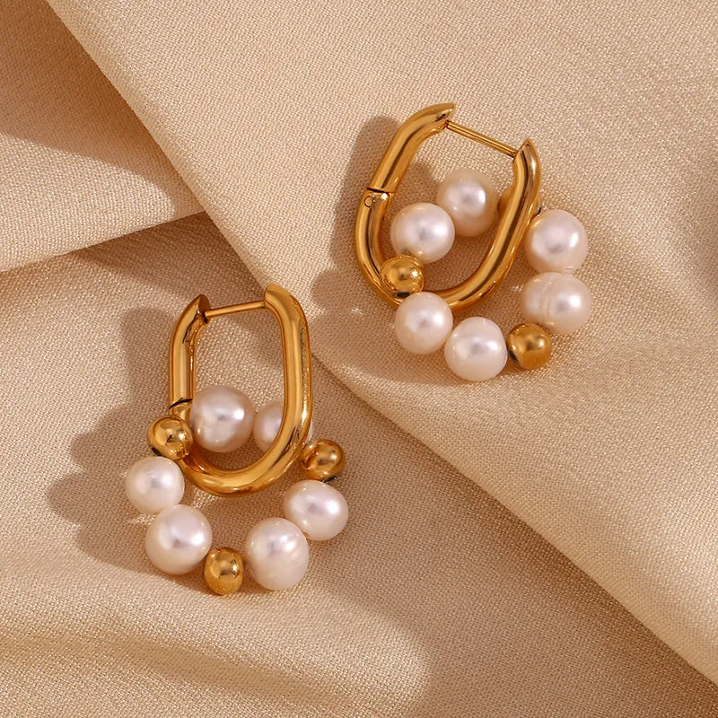 1 Pair Vintage Style Simple Style Round Plating 304 Stainless Steel 18K Gold Plated Earrings