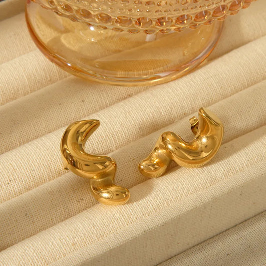 1 Pair Vintage Style Simple Style S Shape Geometric Plating 304 Stainless Steel 18K Gold Plated Ear Studs