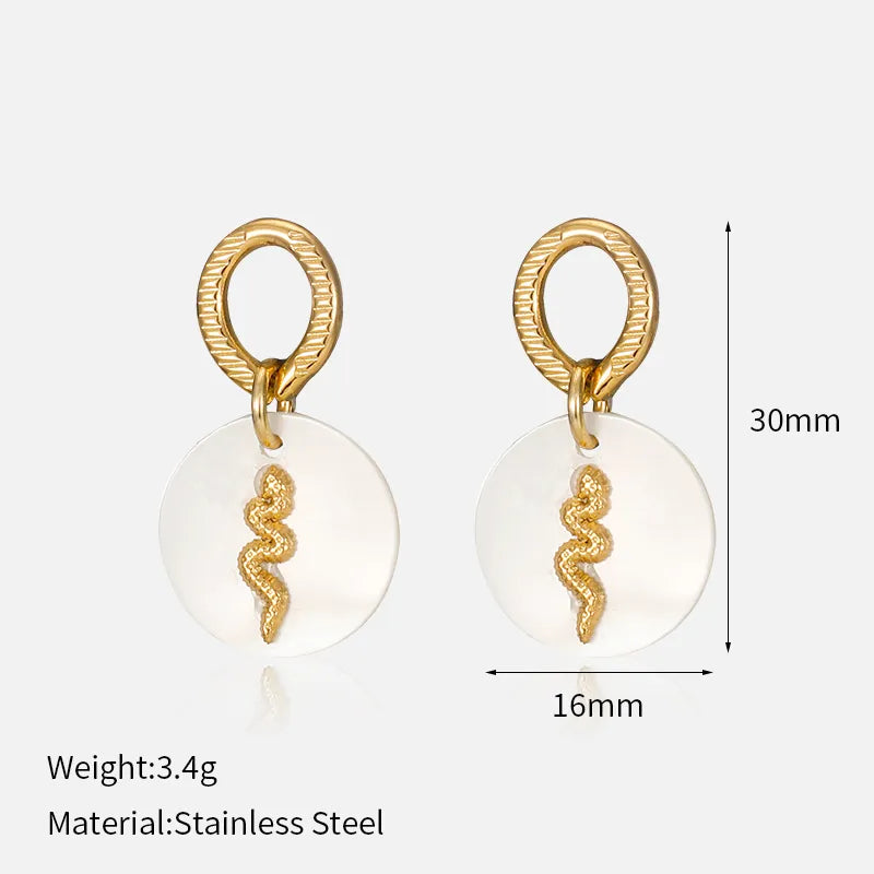 1 Pair Vintage Style Snake Plating 304 Stainless Steel Zircon 14K Gold Plated Drop Earrings