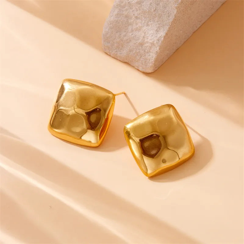 1 Pair Vintage Style Square 304 Stainless Steel 18K Gold Plated Ear Studs