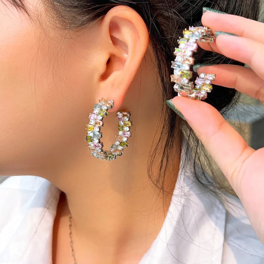 1 Pair Vintage Style Vacation Artistic C Shape Circle Hollow Out Inlay Copper Zircon Ear Studs