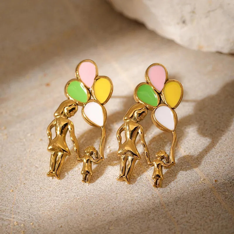 1 Pair Y2K Casual Simple Style Human Enamel Plating 304 Stainless Steel Drop Earrings