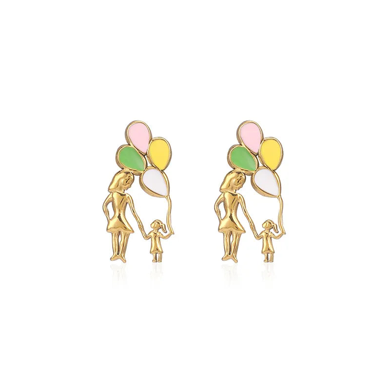 1 Pair Y2K Casual Simple Style Human Enamel Plating 304 Stainless Steel Drop Earrings