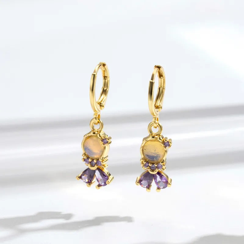 1 Pair Y2k Simple Style Mermaid Inlay Copper Zircon Drop Earrings