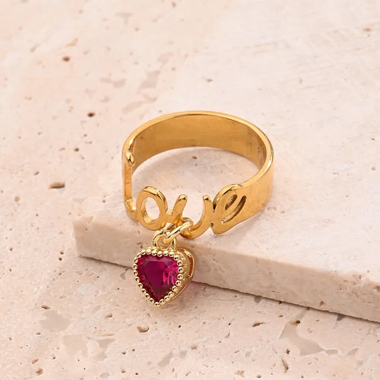 1 PcCherry Heart Shape Polishing Epoxy 18K Gold Plated Open Rings