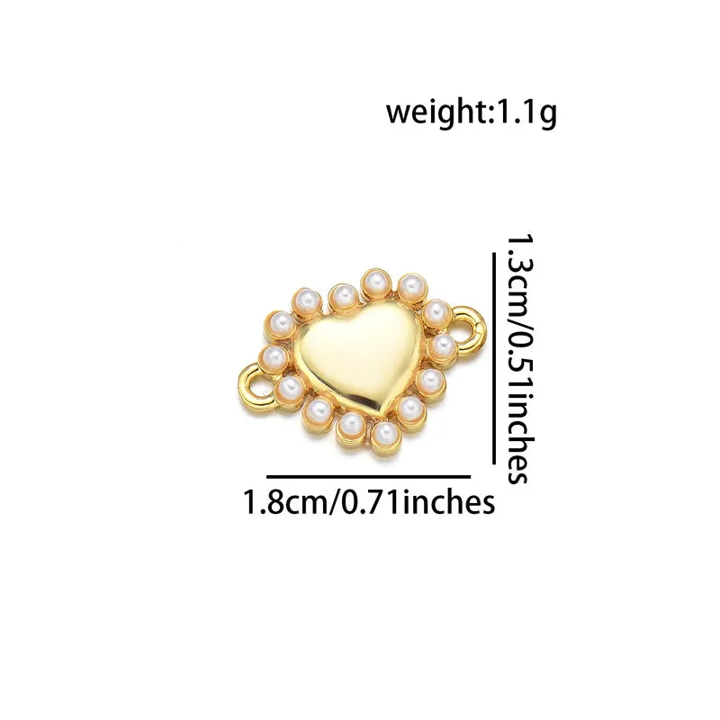 1 Piece 16 * 17mm 18*13mm 19 * 20mm Copper Pearl Zircon 18K Gold Plated Cross Star Heart Shape Polished Pendant