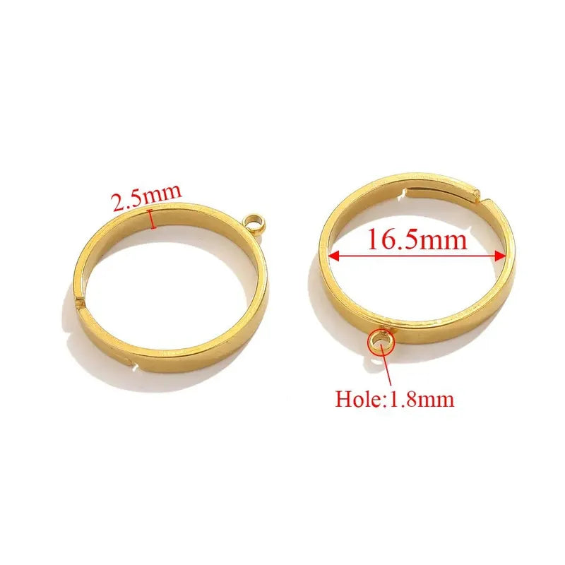 10pcs per package 304 Stainless Steel Solid Color Single Hanger Ring With Hole