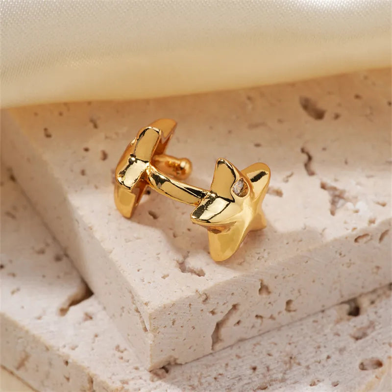 1 Piece Casual Cute Shiny Solid Color Plating Inlay Copper Zircon K Gold Plated Ear Studs