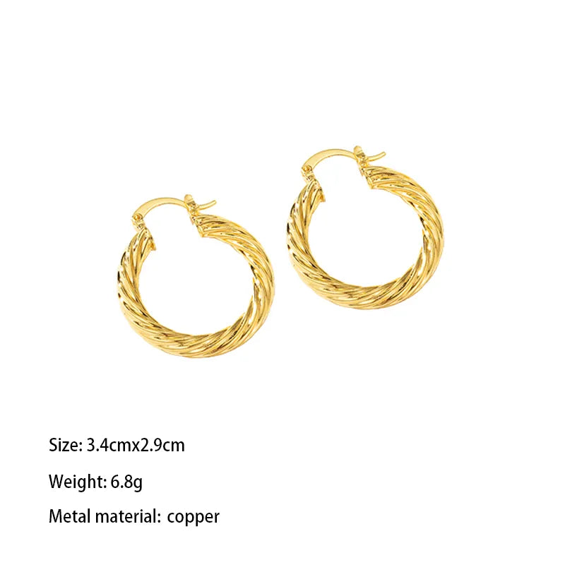 1 Piece Casual Elegant Round Spiral Spiral Stripe Plating Copper Brass 18K Gold Plated Ear Studs