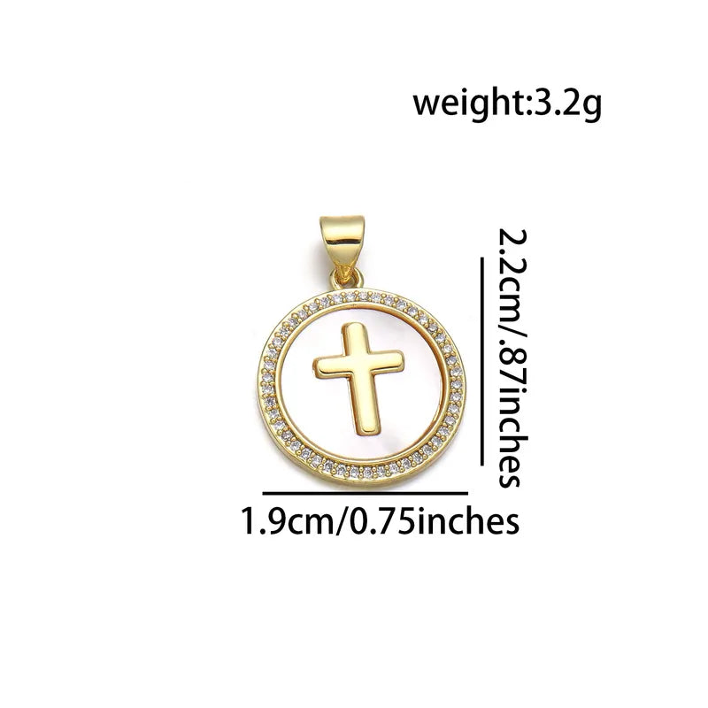 1 Piece Copper Zircon 18K Gold Plated Cross Pendant