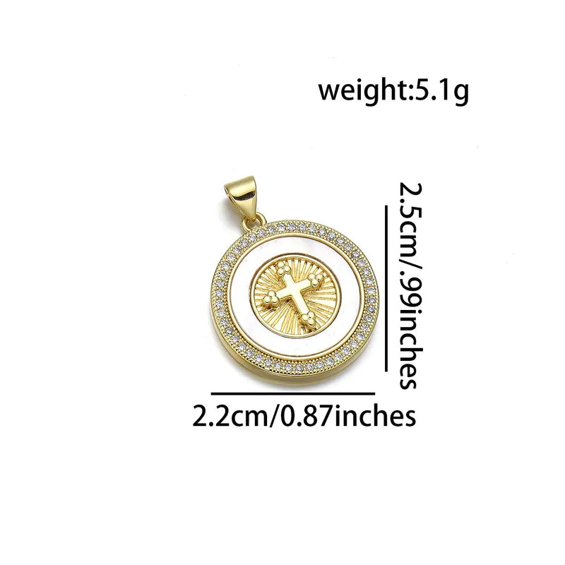 1 Piece Copper Zircon 18K Gold Plated Cross Pendant